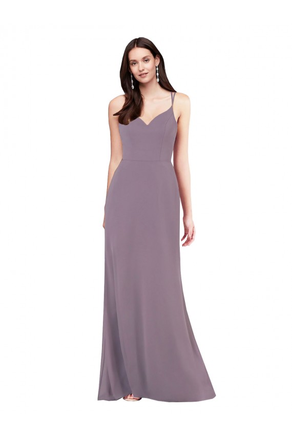 Sleeveless Sweetheart Criss Cross Open Back Soft Chiffon Column Formal Evening Gown / Bridesmaid Dress Brisbane