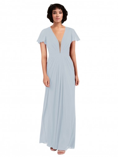 Cap Sleeves V-Neck Soft Chiffon A-Line Bridesmaid Dress / Formal Dress Brisbane