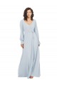 Long Sleeves V-Neck Soft Chiffon A-Line Formal Dress / Bridesmaid Dress Brisbane