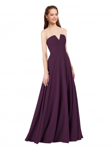 Sleeveless Strapless Low Back Soft Chiffon A-Line Formal Dress / Bridesmaid Dress Brisbane