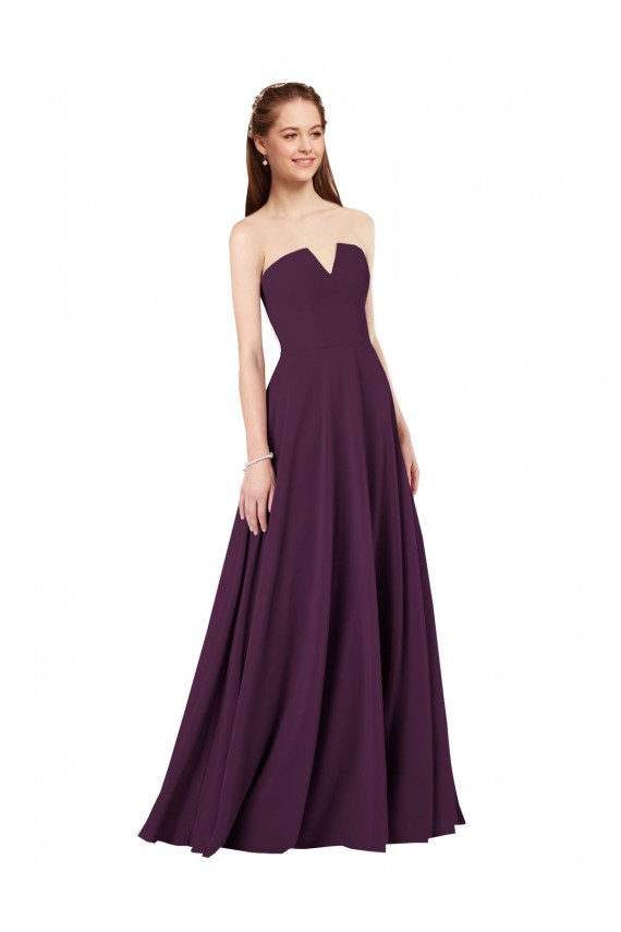 Sleeveless Strapless Low Back Soft Chiffon A-Line Formal Dress / Bridesmaid Dress Brisbane