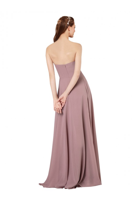Sleeveless Strapless Low Back Soft Chiffon A-Line Formal Dress / Bridesmaid Dress Brisbane