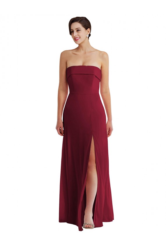 Sleeveless Strapless Low Back Soft Chiffon A-Line Formal Evening Gown / Bridesmaid Dress Brisbane