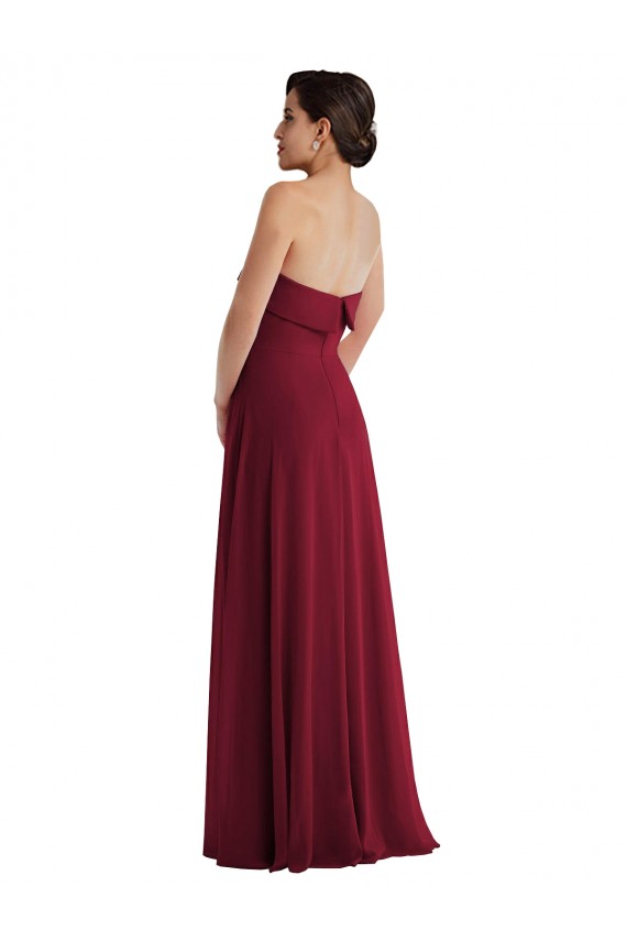Sleeveless Strapless Low Back Soft Chiffon A-Line Formal Evening Gown / Bridesmaid Dress Brisbane