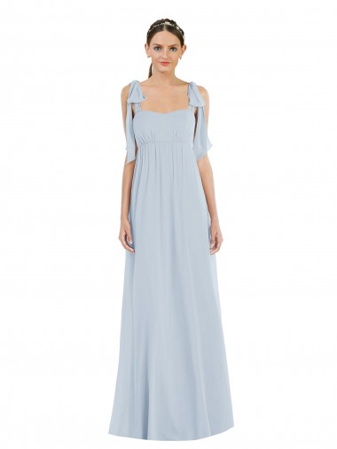Sleeveless Sea Glass Spaghetti Straps Low Back Soft Chiffon A-Line Semi Formal Evening Dress / Bridesmaid Dress Brisbane