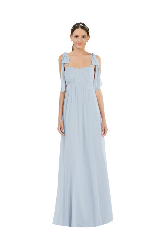 Sleeveless Sea Glass Spaghetti Straps Low Back Soft Chiffon A-Line Semi Formal Evening Dress / Bridesmaid Dress Brisbane