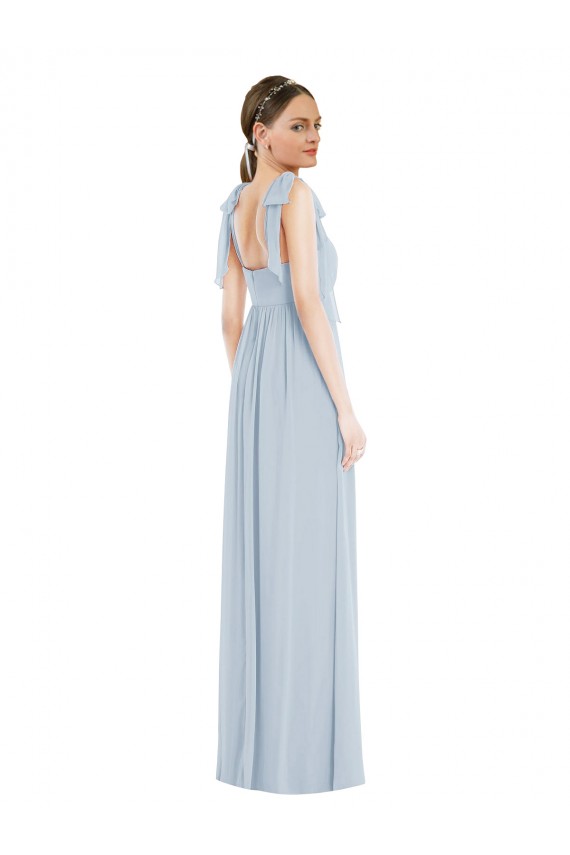 Sleeveless Sea Glass Spaghetti Straps Low Back Soft Chiffon A-Line Semi Formal Evening Dress / Bridesmaid Dress Brisbane