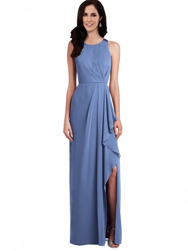 Sleeveless Jewel Neck Keyhole Back Soft Chiffon A-Line Bridesmaid Dress Brisbane