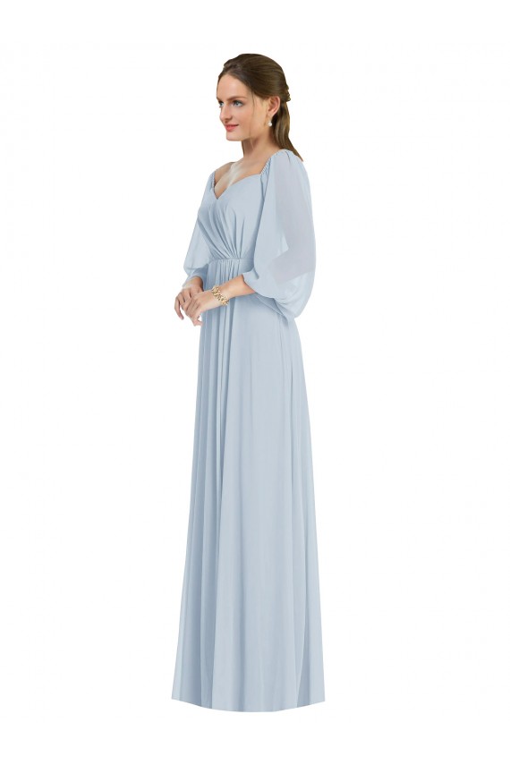 Puff Sleeves Off the Shoulder Soft Chiffon A-Line Formal Evening Gown / Bridesmaid Dress Brisbane