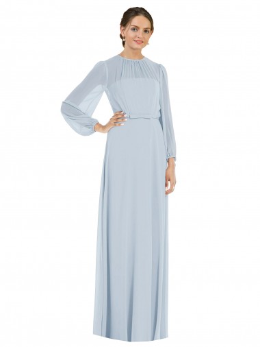 Puff Sleeves Strapless Keyhole Back Soft Chiffon A-Line Formal Evening Gown / Bridesmaid Dress Brisbane