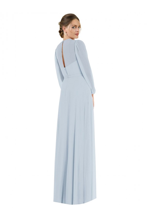 Puff Sleeves Strapless Keyhole Back Soft Chiffon A-Line Formal Evening Gown / Bridesmaid Dress Brisbane