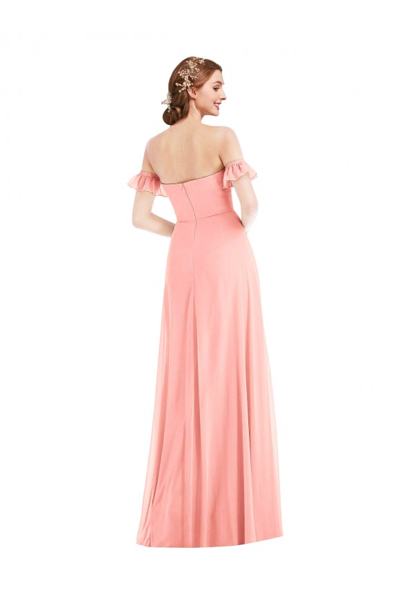 Flutter Sleeves Off the Shoulder Soft Chiffon A-Line Semi Formal Evening Dress / Bridesmaid Dress Brisbane
