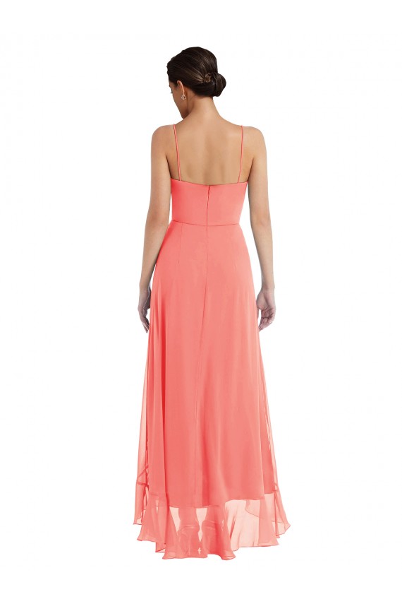 Sleeveless Spaghetti Straps Soft Chiffon A-Line High Low Bridesmaid Dress Brisbane