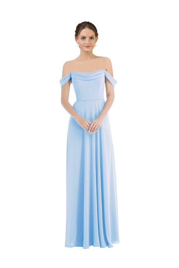 Sleeveless Off the Shoulder Soft Chiffon A-Line Formal Evening Gown / Bridesmaid Dress Brisbane