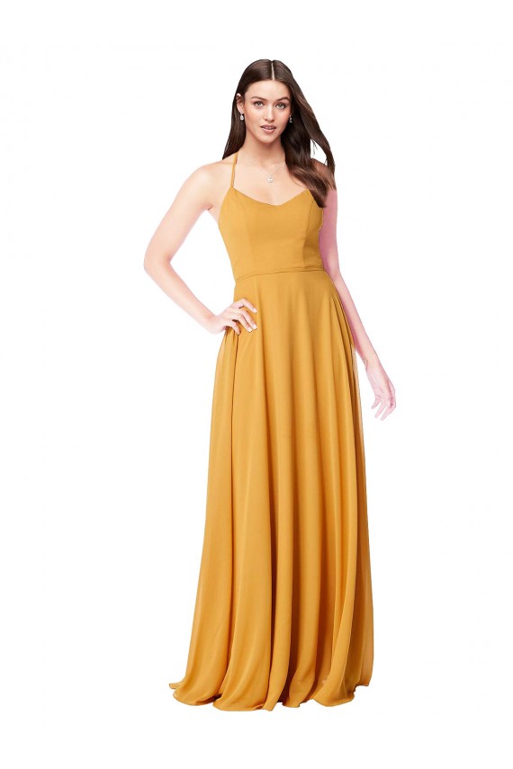Sleeveless Saffron V-Neck Soft Chiffon A-Line Formal Dress / Bridesmaid Dress Brisbane