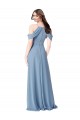 Sleeveless Dusty Blue Off the Shoulder Soft Chiffon A-Line Evening Dress / Bridesmaid Dress Brisbane