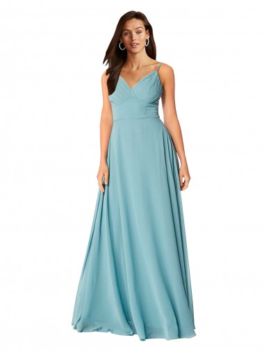 Sleeveless Turquoise V-Neck Soft Chiffon A-Line Bridesmaid Dress Brisbane