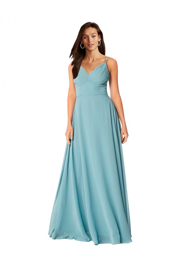 Sleeveless Turquoise V-Neck Soft Chiffon A-Line Bridesmaid Dress Brisbane