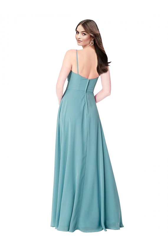 Sleeveless Turquoise V-Neck Soft Chiffon A-Line Bridesmaid Dress Brisbane