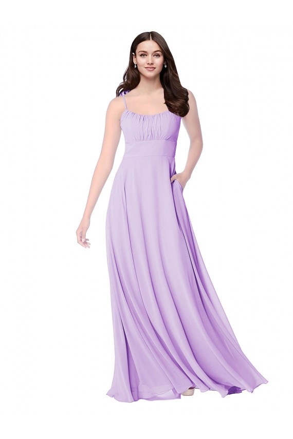 Sleeveless Scoop Neck Soft Chiffon A-Line Bridal Party Dress Brisbane