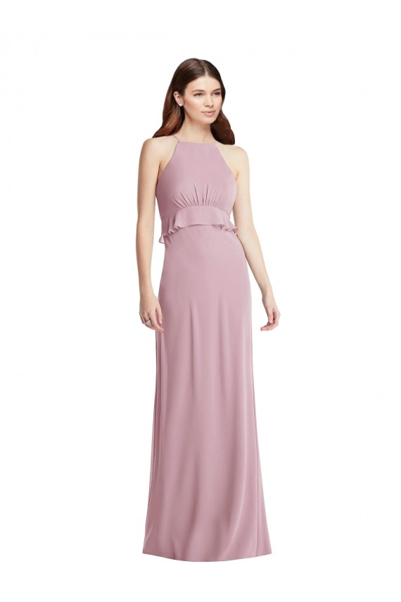 Sleeveless Halter Neck Low Back Chiffon A-Line Bridesmaid Dress / Evening Dress Brisbane