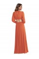 Long Sleeves V-Neck Open Back Soft Chiffon A-Line High Low Evening Gown / Bridesmaid Dress Brisbane