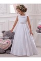 Sleeveless Bateau Neck Satin & Lace Ball Gown Flower Girl Dresses Brisbane