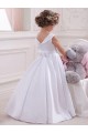 Sleeveless Bateau Neck Satin & Lace Ball Gown Flower Girl Dresses Brisbane