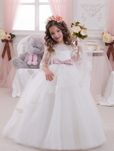 Sleeveless Bateau Neck Tulle & Lace Ball Gowns Flower Girl Dress Brisbane