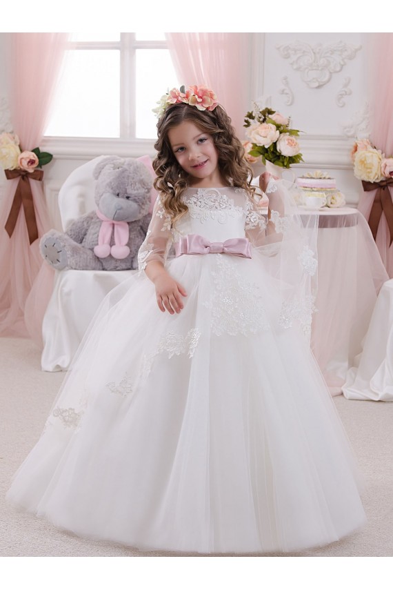 Sleeveless Bateau Neck Tulle & Lace Ball Gowns Flower Girl Dress Brisbane