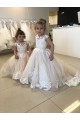 Sleeveless Bateau Neck V-Back Tulle & Lace Ball Gown Little Flower Girl Dress Brisbane