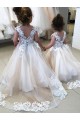 Sleeveless Bateau Neck V-Back Tulle & Lace Ball Gown Little Flower Girl Dress Brisbane