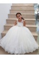 Sleeveless High Neck Keyhole Back Tulle & Lace Ball Gown Flower Girl Dress for Wedding Brisbane