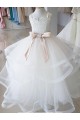 Sleeveless High Neck Tulle & Lace Ball Gown Flower Girl Wedding Dress Brisbane
