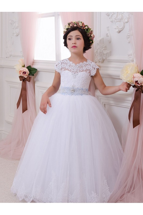 Cap Sleeves Sweetheart Tulle & Lace Ball Gown Flower Girl Dresses Brisbane