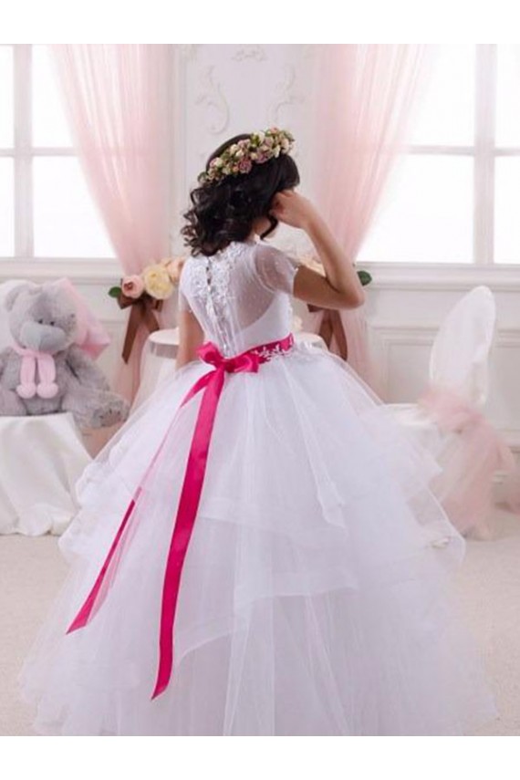 Short Sleeves Sweetheart Tulle & Lace Ball Gown Little Flower Girl Dress Brisbane