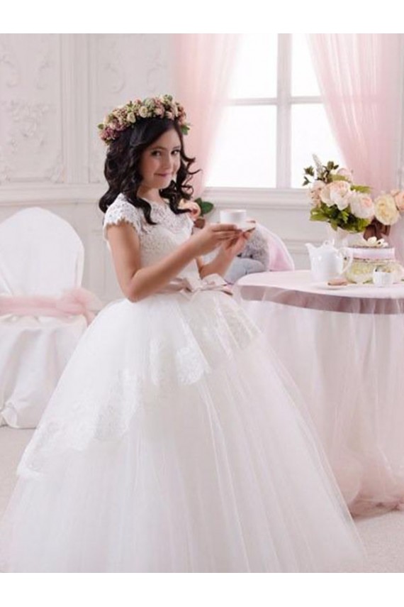 Sleeveless Ivory Sweetheart Tulle & Lace Ball Gown Flower Girl Dresses Brisbane