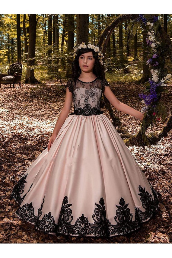 Sleeveless Sweetheart Satin & Lace Ball Gown Flower Girl Dress for Wedding Brisbane