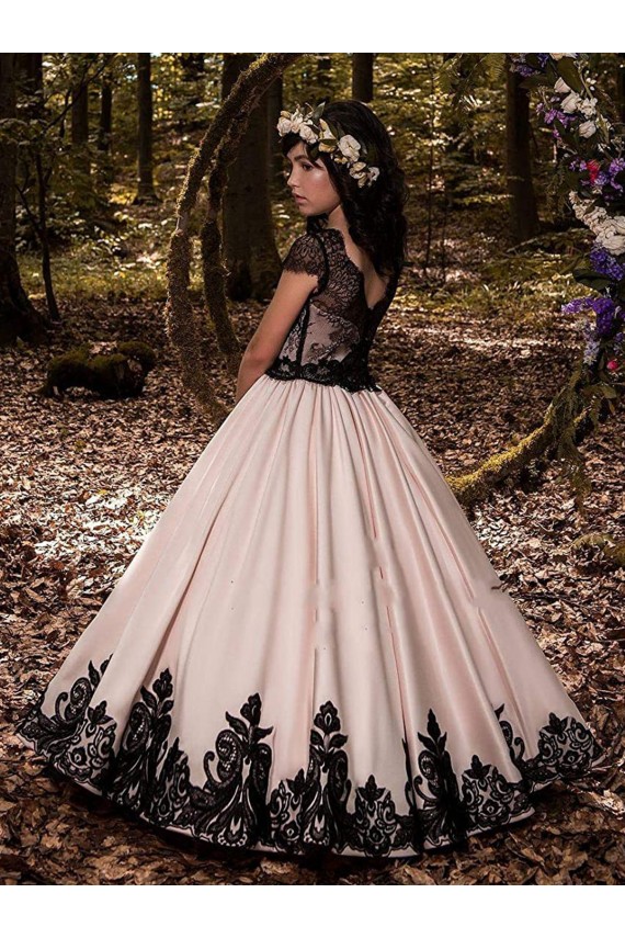 Sleeveless Sweetheart Satin & Lace Ball Gown Flower Girl Dress for Wedding Brisbane