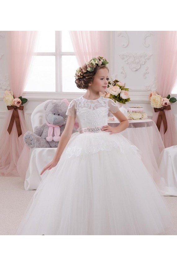 Sleeveless Sweetheart Tulle & Lace Ball Gown Flower Girl Dress Brisbane
