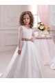 Long Sleeves V-Neck Satin & Lace Ball Gown Flower Girl Dress Brisbane