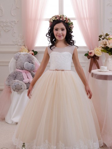 Sleeveless Sweetheart Tulle & Lace Ball Gown Flower Girl Dresses for Wedding Brisbane