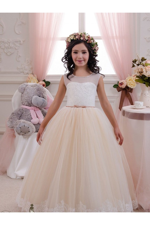 Sleeveless Sweetheart Tulle & Lace Ball Gown Flower Girl Dresses for Wedding Brisbane