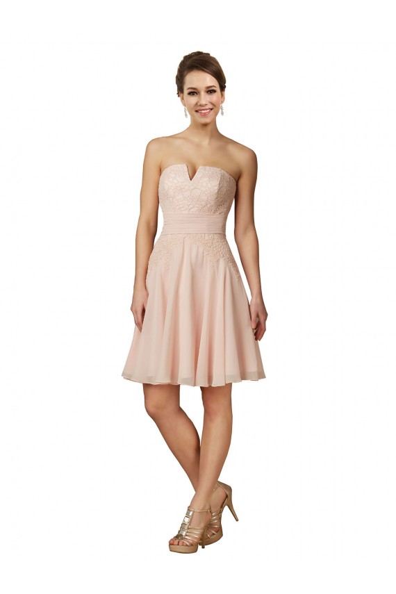 Sleeveless Pink Sweetheart Soft Chiffon & Lace A-Line Bridesmaid Dress Brisbane