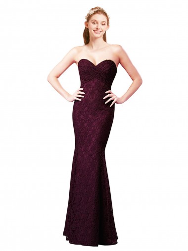 Sleeveless Grape Sweetheart Lace A-Line Bridesmaid Dress Brisbane