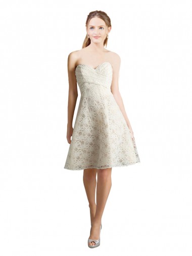 Sleeveless Ivory,Champagne Sweetheart Lace A-Line Bridesmaid Dress Brisbane
