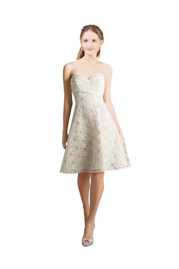 Sleeveless Ivory,Champagne Sweetheart Lace A-Line Bridesmaid Dress Brisbane