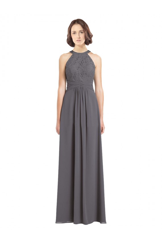 Sleeveless Halter Neck Soft Chiffon & Lace A-Line Bridesmaid Dress Brisbane