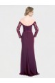 Long Sleeves Off the Shoulder Low Back Soft Chiffon & Lace Mermaid Bridesmaid Dress Brisbane