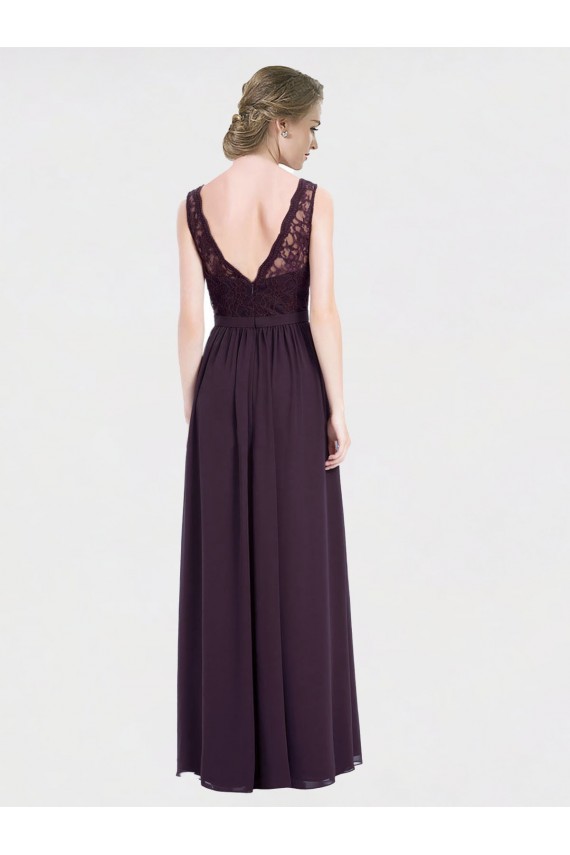 Sleeveless V-Neck V-Back Chiffon & Lace A-Line Bridesmaid Dress / Evening Dress Brisbane